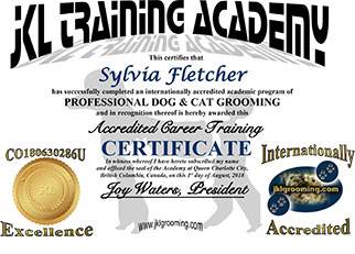 JKL Training Certificate for Dog and Cat Pet Grooming