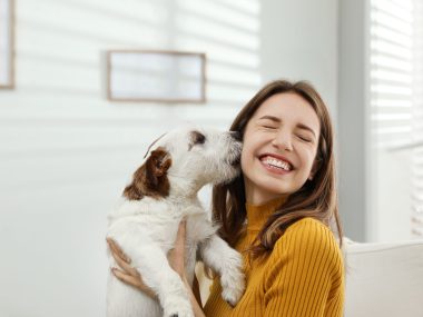 woman and dog